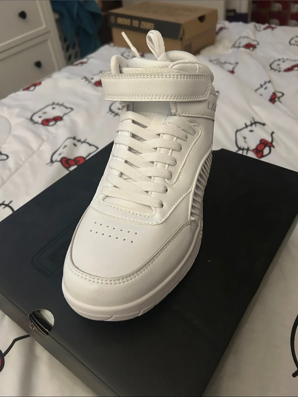 L.A. Gear All-White High-Top Sneaker with Strap